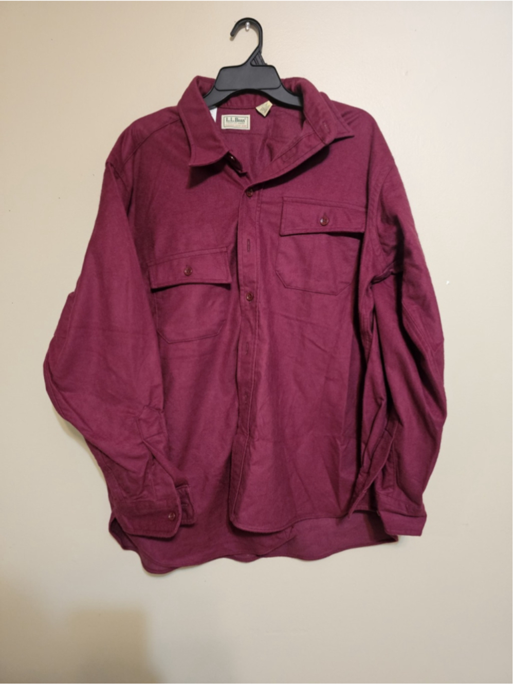 Vintage LL Bean Long sleeve Chamois Cloth Shirt Made in USA Size XL 17.5 Red
